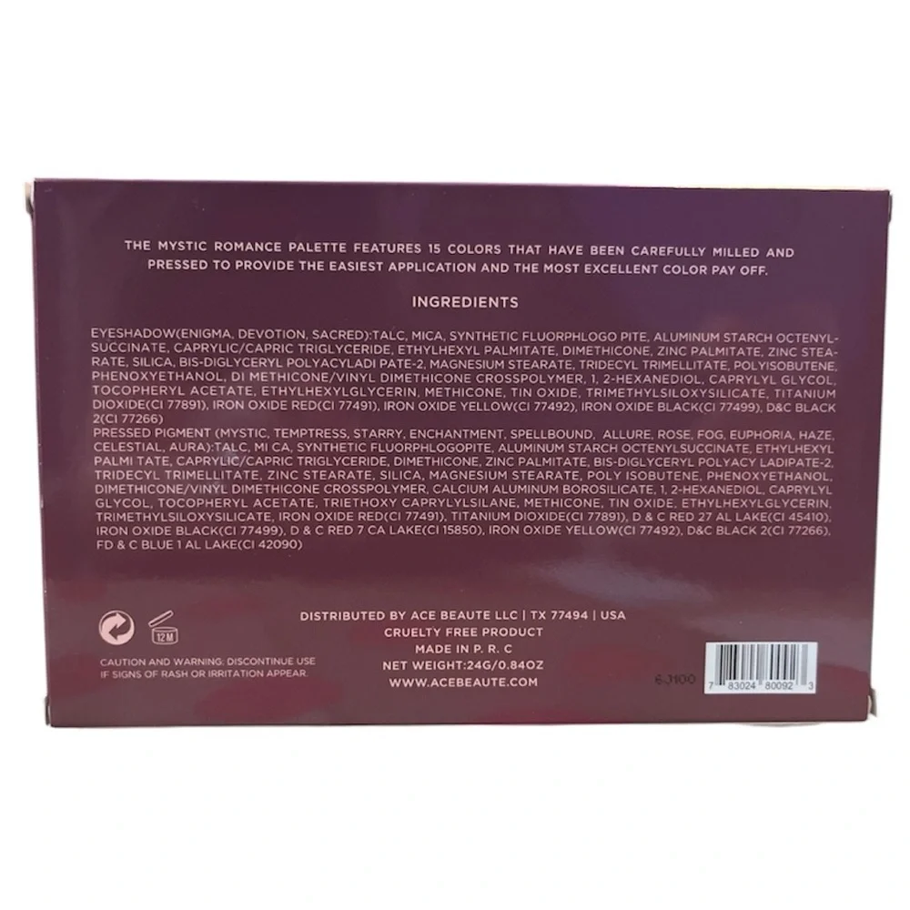 Ace Beautē Mystic Romance 15 Color Eyeshadow Palette NIB